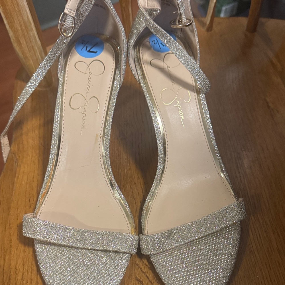 Jessica Simpson Glittering Silver Heels